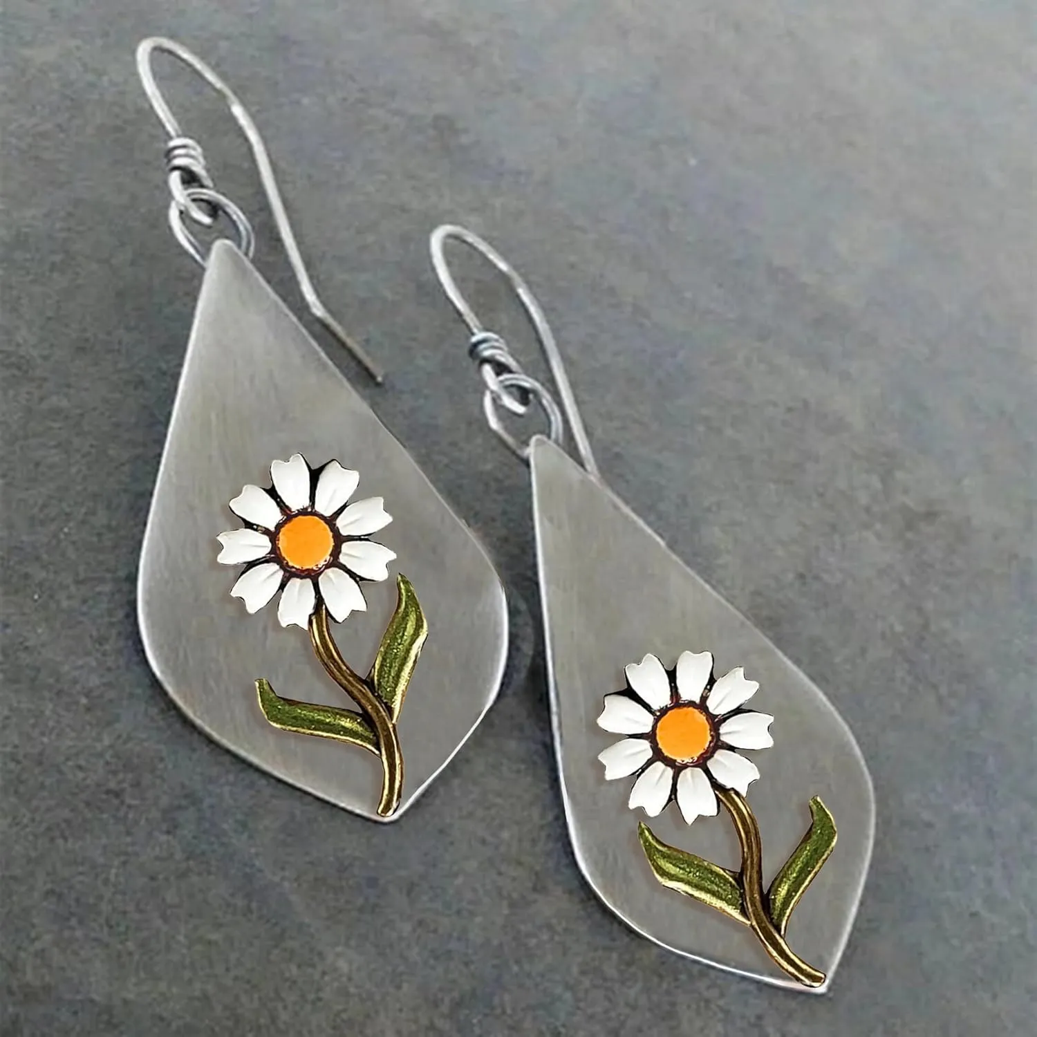 Boho Earrings, Statement Earrings, Teardrop Sunflower Earrings, Dangle Ethnic Earrings for Women, Handmade Bohemian Trendy Boho Vintage Jewelry