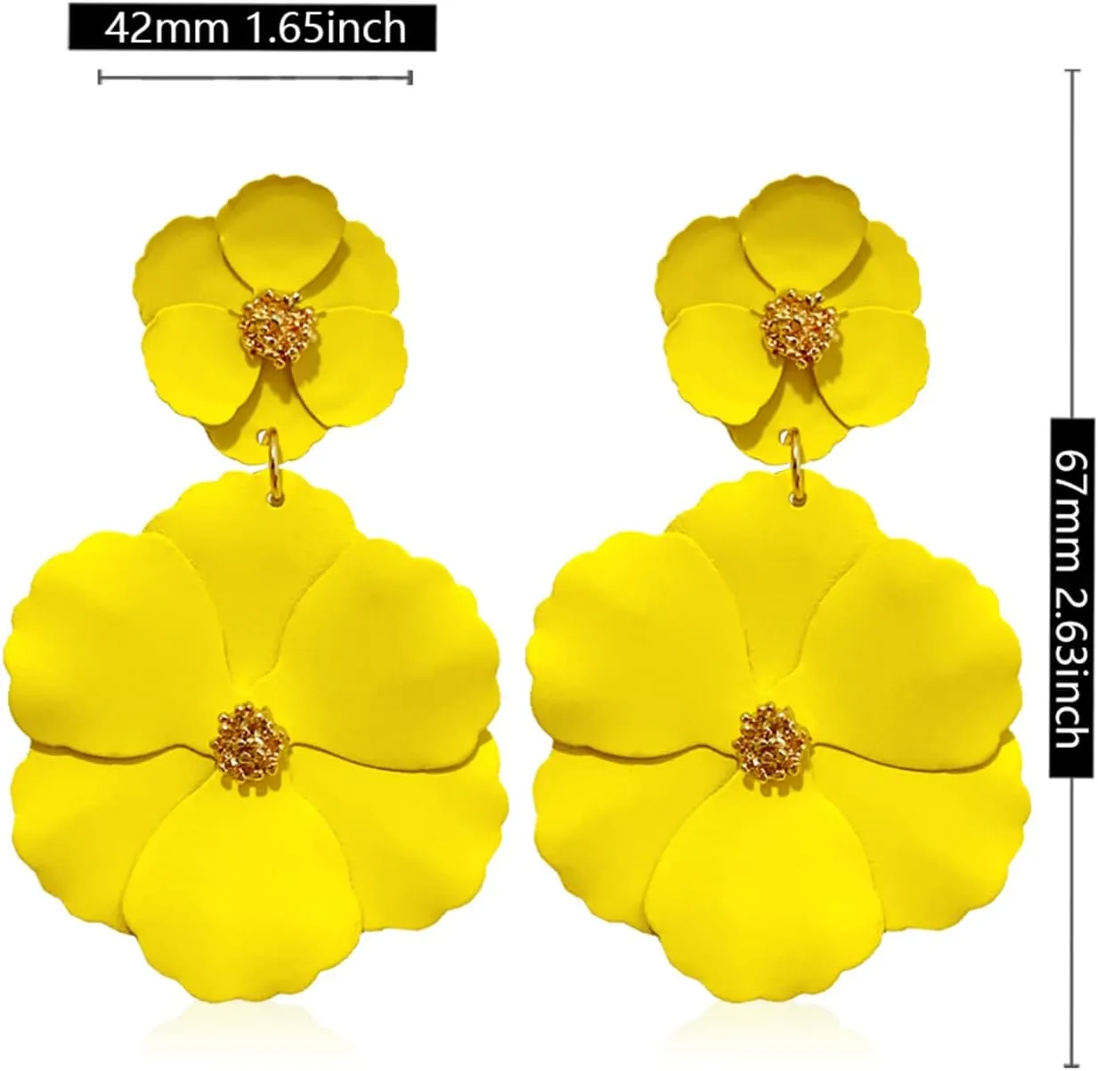 Boho Flower Stud Earrings with White Pearl - Daisy Dangle Drop Earrings with Gold Flower Bud