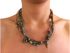 Boho jewelry for women, Multi-strand beaded necklace, Turkish ethnic jewelry, Handmade unique necklaces, Bohemian stle jewelry, Gypsy hippie necklace for woman, Chunky statement necklace,Gift for her