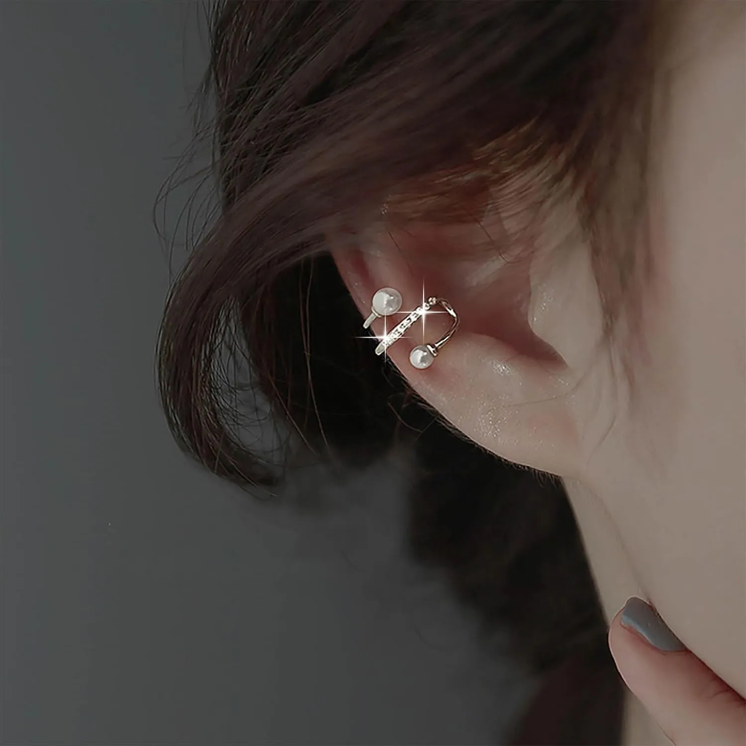 Boho Pearl Ear Cuff Earrings Gold Cz Cuff Wrap Earrings Crystal Pearl Cartilage Cuff Earrings Pearl Bead Crawler Cuff Earrings No Piercing Earrings Jewelry for Women