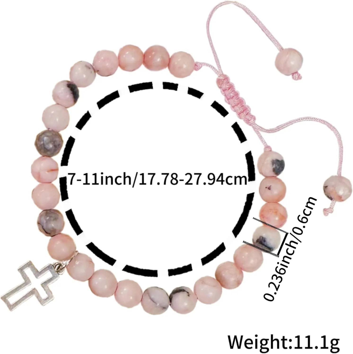 BONITTER Gifts for Teen Girls, Christian Easter Gift Natural Stone Cross Bracelet Heart Bracelets Birthday Gift for Girls Boys Trendy Stuff with Inspirational Card