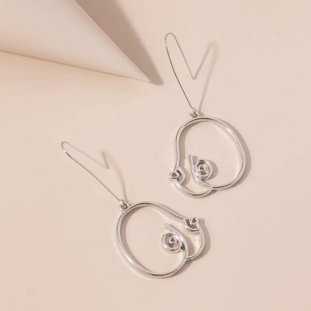 Boob Earring Face Abstract Gold Female Body Pendant Dangle Earrings Sets Picasso women shape Chokers wire face Stud Earring-6 pairs