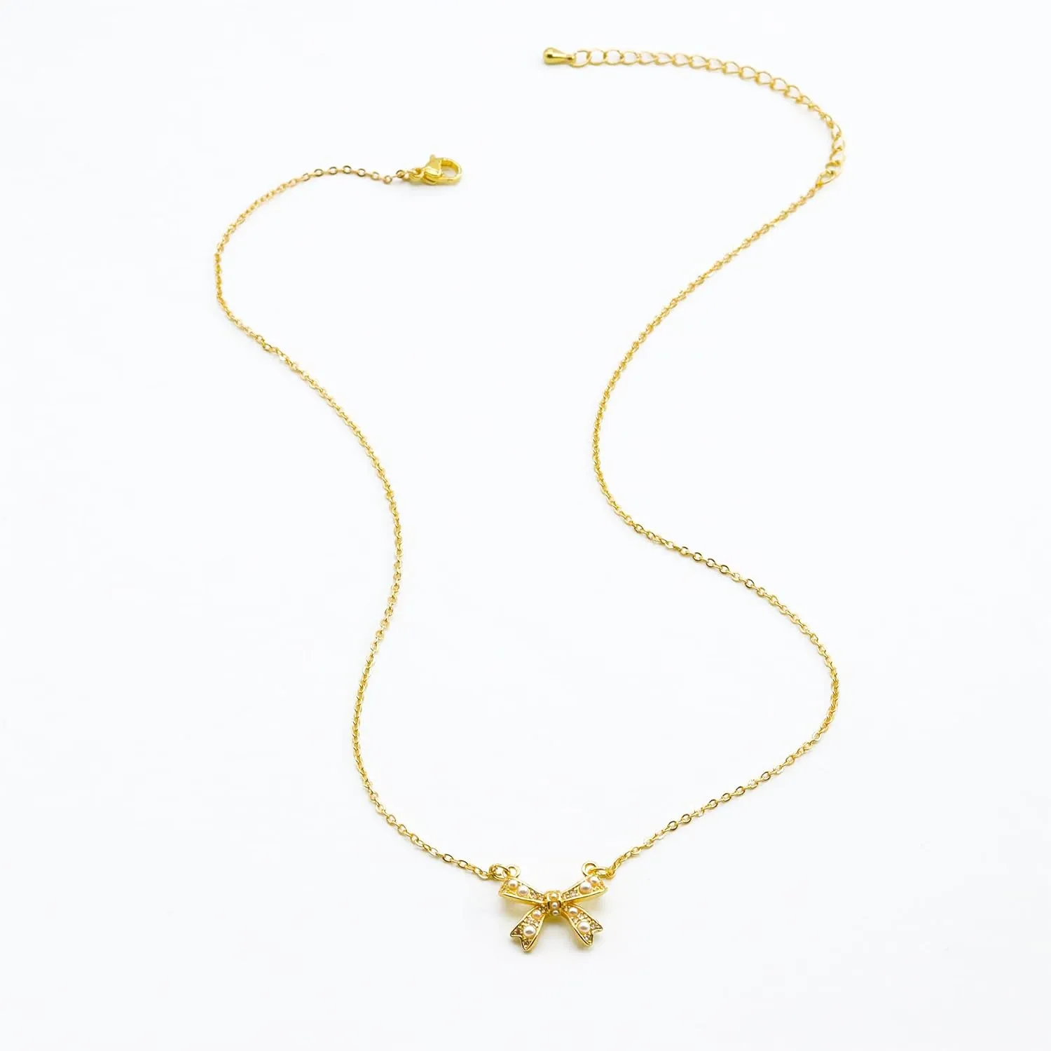 Bow Necklace, Small Bow Pendant Necklace Cubic Zirconia Sparkling Necklace Delicate Chain Ladies Pendant Necklace Bow Jewelry for Women