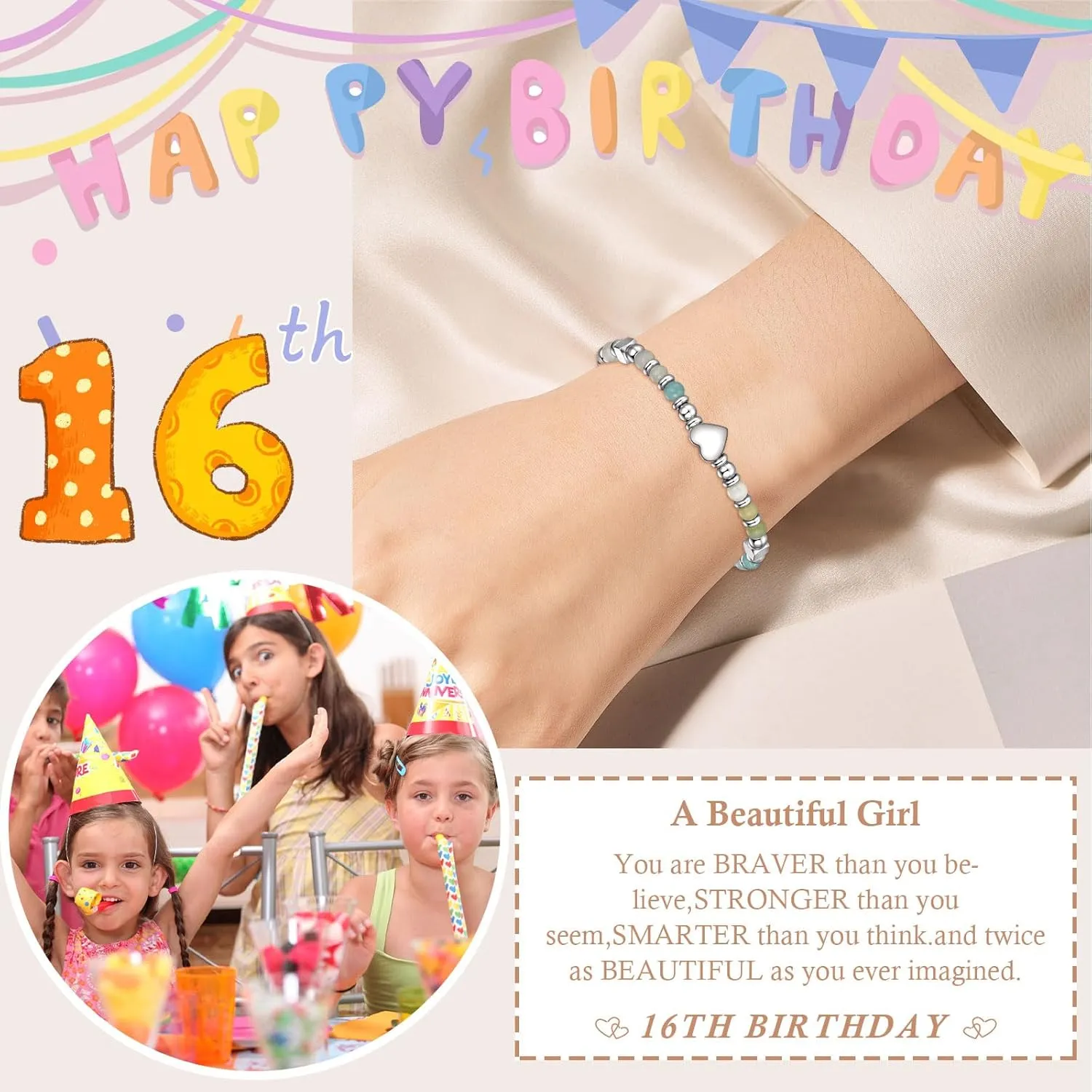 Bracelets for Girls, 9th 10th 12th 13th 16th 18th Birthday Gift for Girls, Birthday Jewelry Gift for Daughter Granddaughter Niece, Stainless Steel Bracelets for Teenage Girl