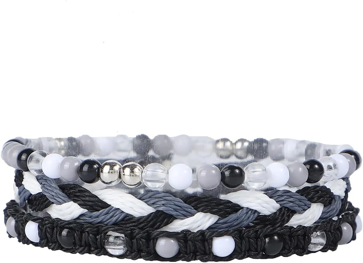 Braided Stretch Friendship Bracelets Set Stackable Woven String Adjustable 3 Pcs Bracelets Friendship Jewelry for Women