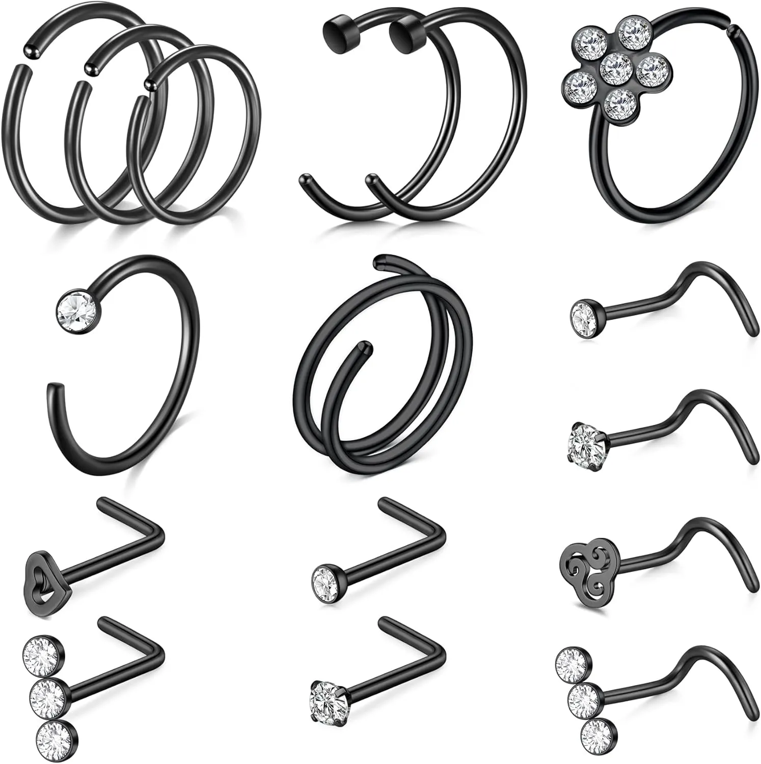 Briana Williams 18G 20G Nose Rings for Women Nose Piercings Nose Rings Hoops Nose Studs Surgical Steel Nose Ring Silver Gold Nose Piercing Jewelry