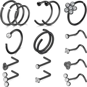 Briana Williams 18G 20G Nose Rings for Women Nose Piercings Nose Rings Hoops Nose Studs Surgical Steel Nose Ring Silver Gold Nose Piercing Jewelry