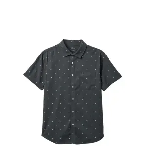 Brixton Charter Print Short Sleeve Woven Shirt, washed black pyramid