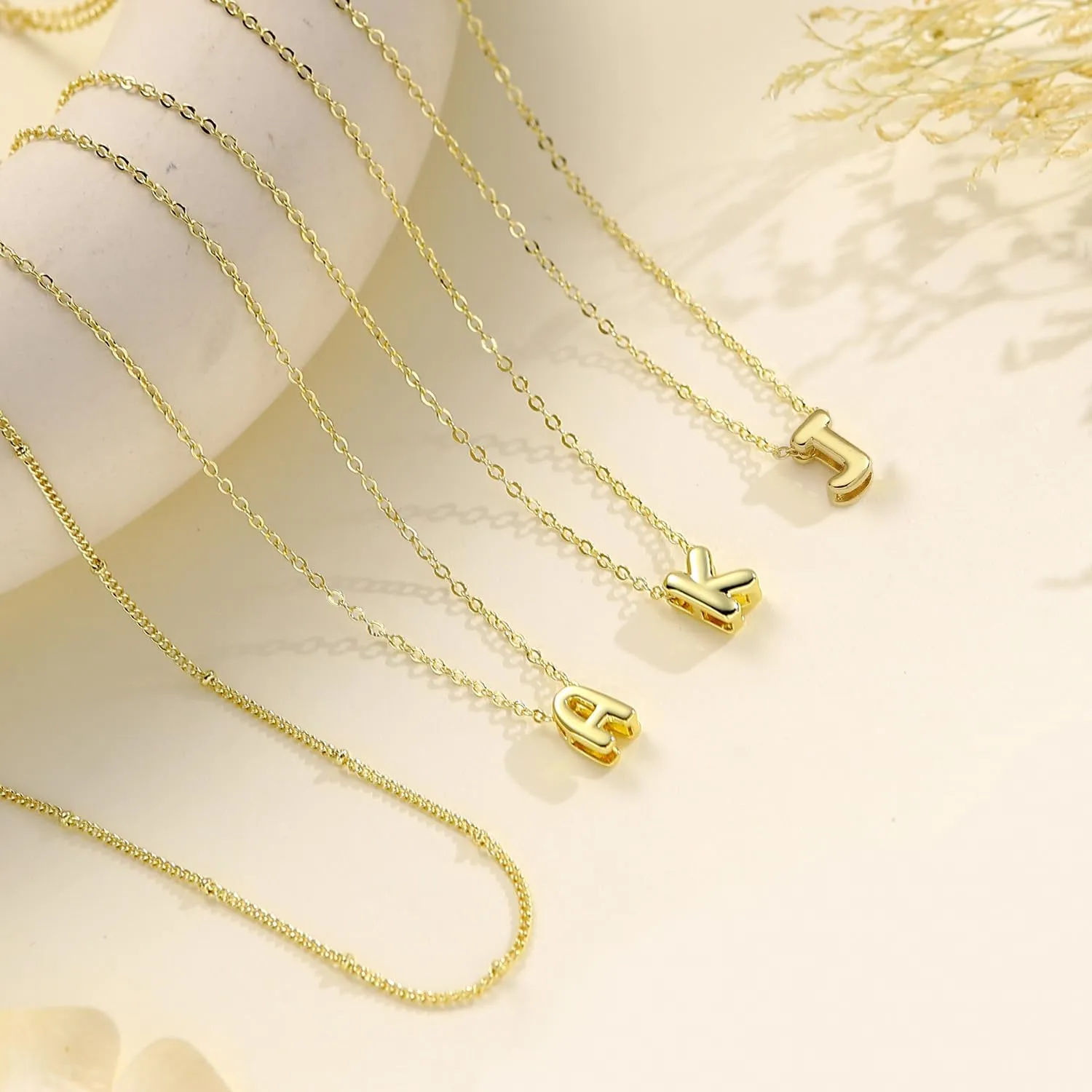 Bubble Gold Letter Necklace Layered Initial Necklaces for Women 14K Gold Plated Pendant Necklaces Tiny Dainty Choker Necklace Cute Necklace Stack Teen Gift Trendy Stuff Personalized Jewelry Gifts