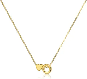 CAROVO Gold Heart Initial Necklaces for Women Letter A To Z Simple Cute 14K Gold Plated Necklace Dainty Heart Necklace Tiny Gold Initial Necklaces Birthday Gifts for Women