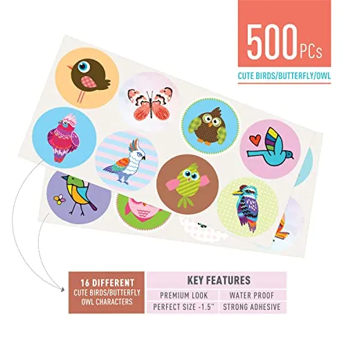 Cartoon Birds Stickers for Kids