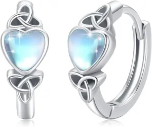 Celtic Knot Earrings Heart Hoops S925 Sterling Silver Irish Earrings Cartilage Hoop Earrings Small Hoop Earrings for Women