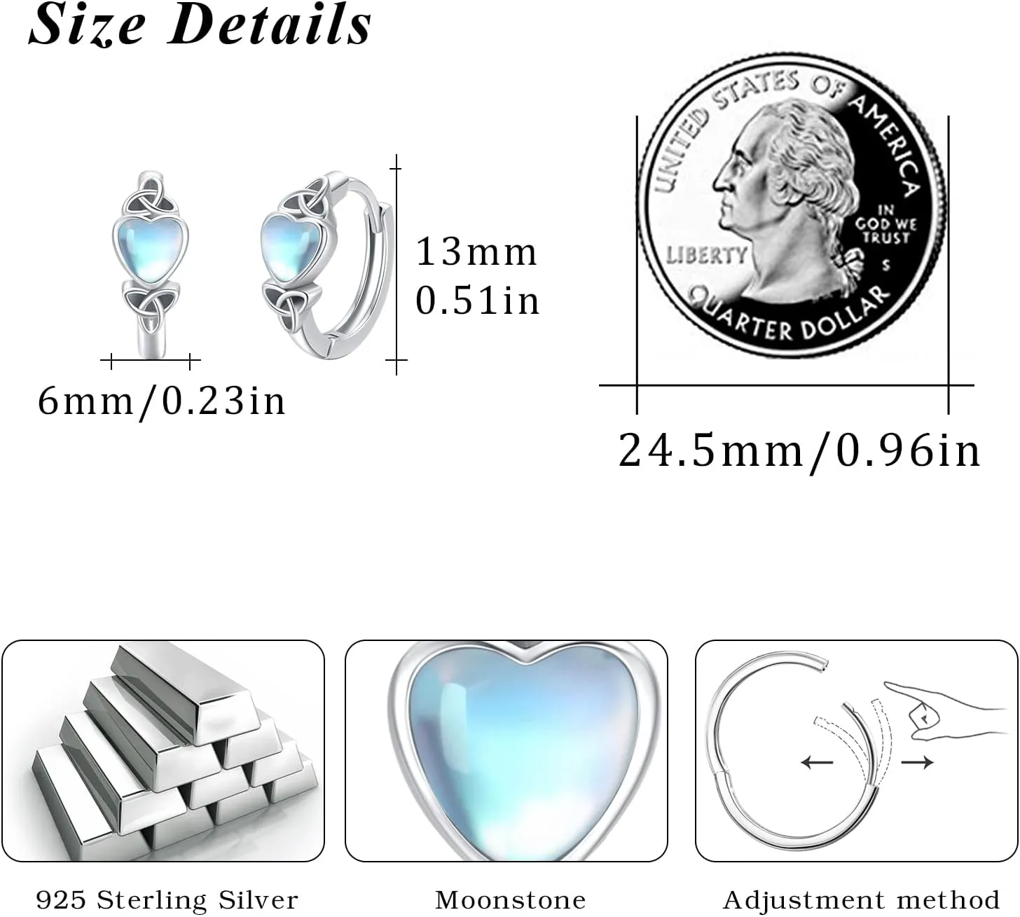 Celtic Knot Earrings Heart Hoops S925 Sterling Silver Irish Earrings Cartilage Hoop Earrings Small Hoop Earrings for Women