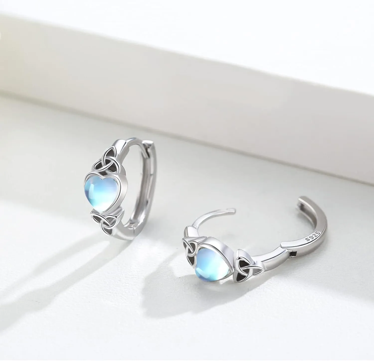 Celtic Knot Earrings Heart Hoops S925 Sterling Silver Irish Earrings Cartilage Hoop Earrings Small Hoop Earrings for Women