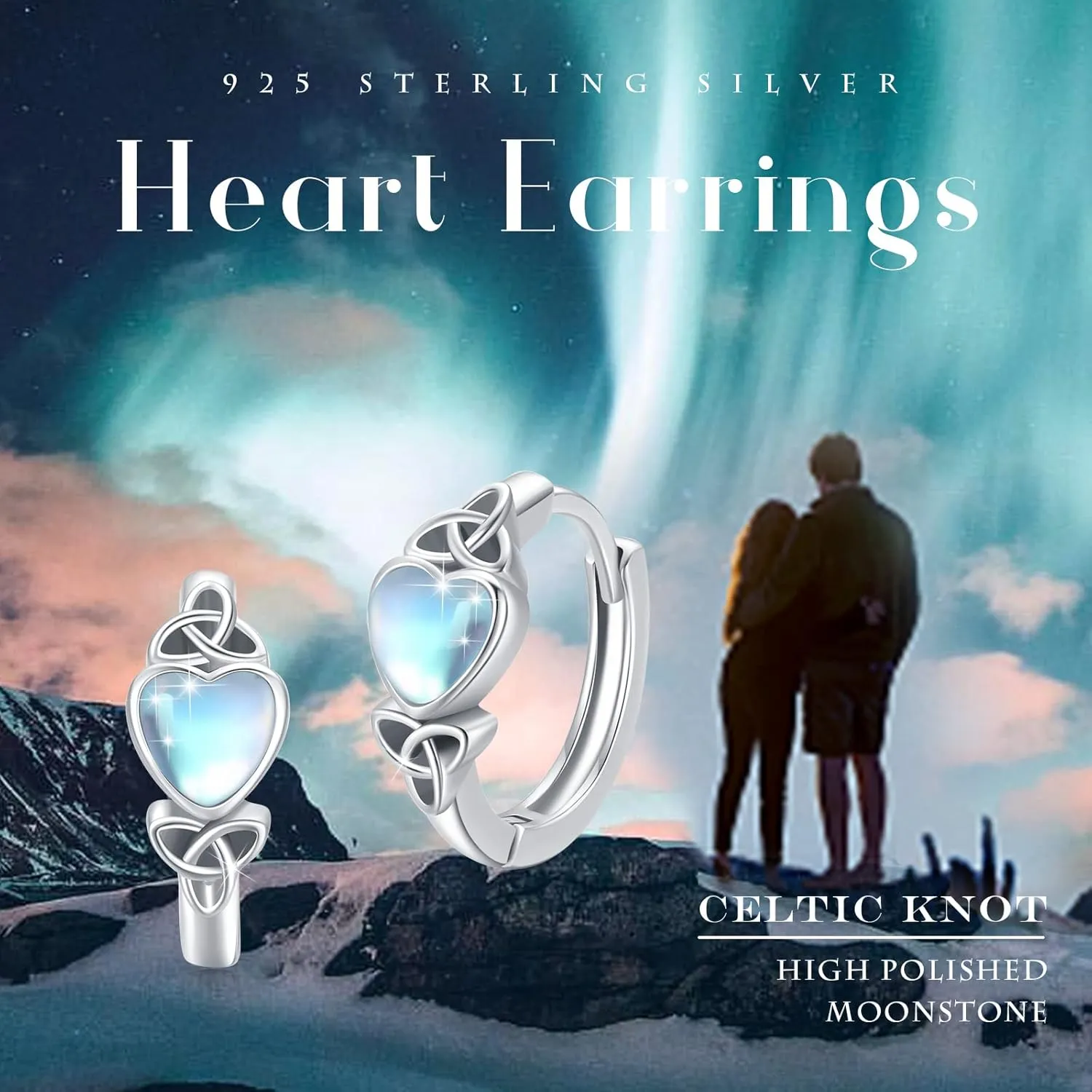 Celtic Knot Earrings Heart Hoops S925 Sterling Silver Irish Earrings Cartilage Hoop Earrings Small Hoop Earrings for Women
