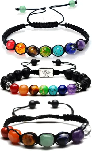 Chakra Bracelets for Women, Lava Rock 7 Chakras Crystal Bracelet, Yoga beads Bracelets,Healing Natural Stones Beaded Bracelet