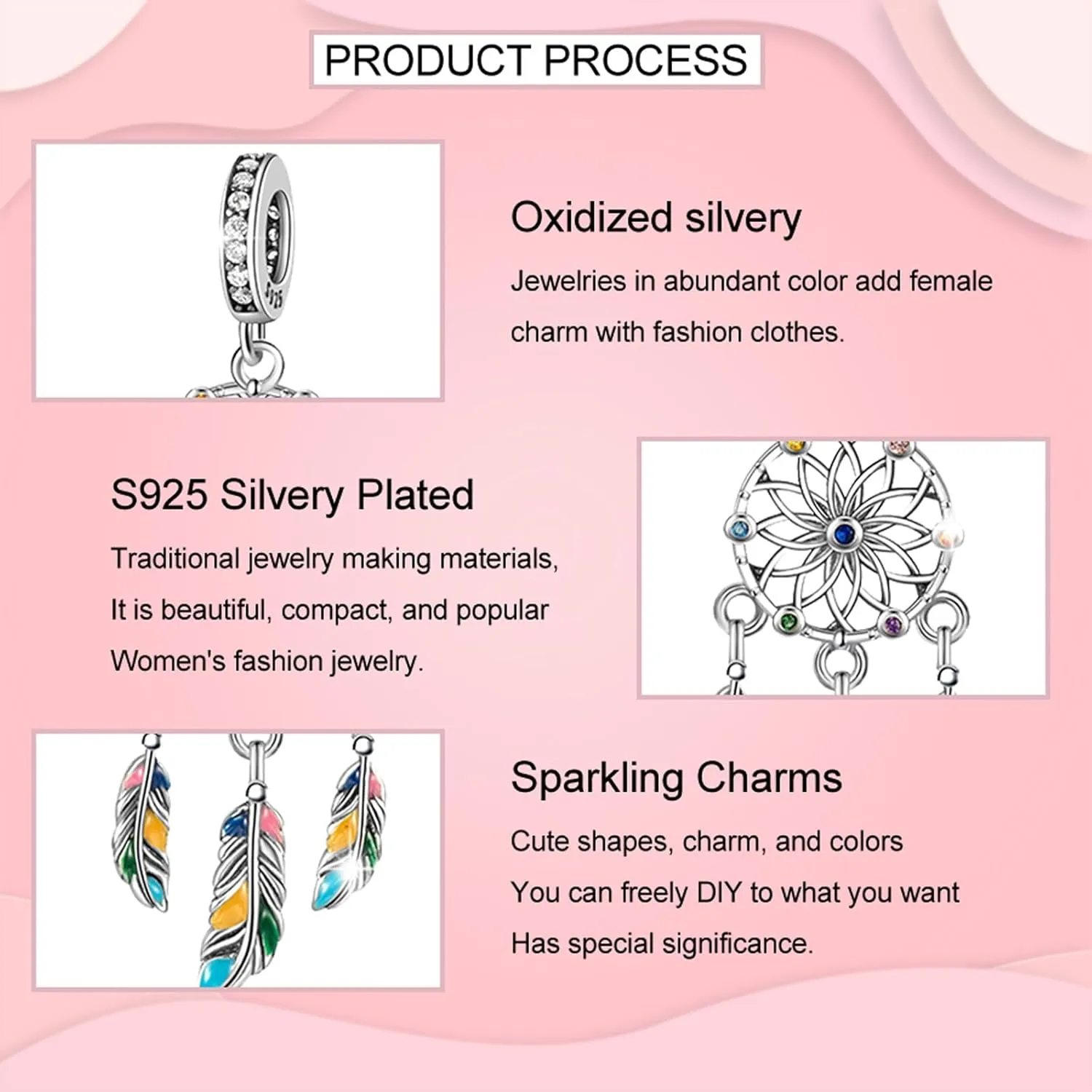Charms for Pandora Bracelets 925 Sterling Silver Heart Charms for Bracelets Charms Original Charm for Women Silver Bracelet Charms