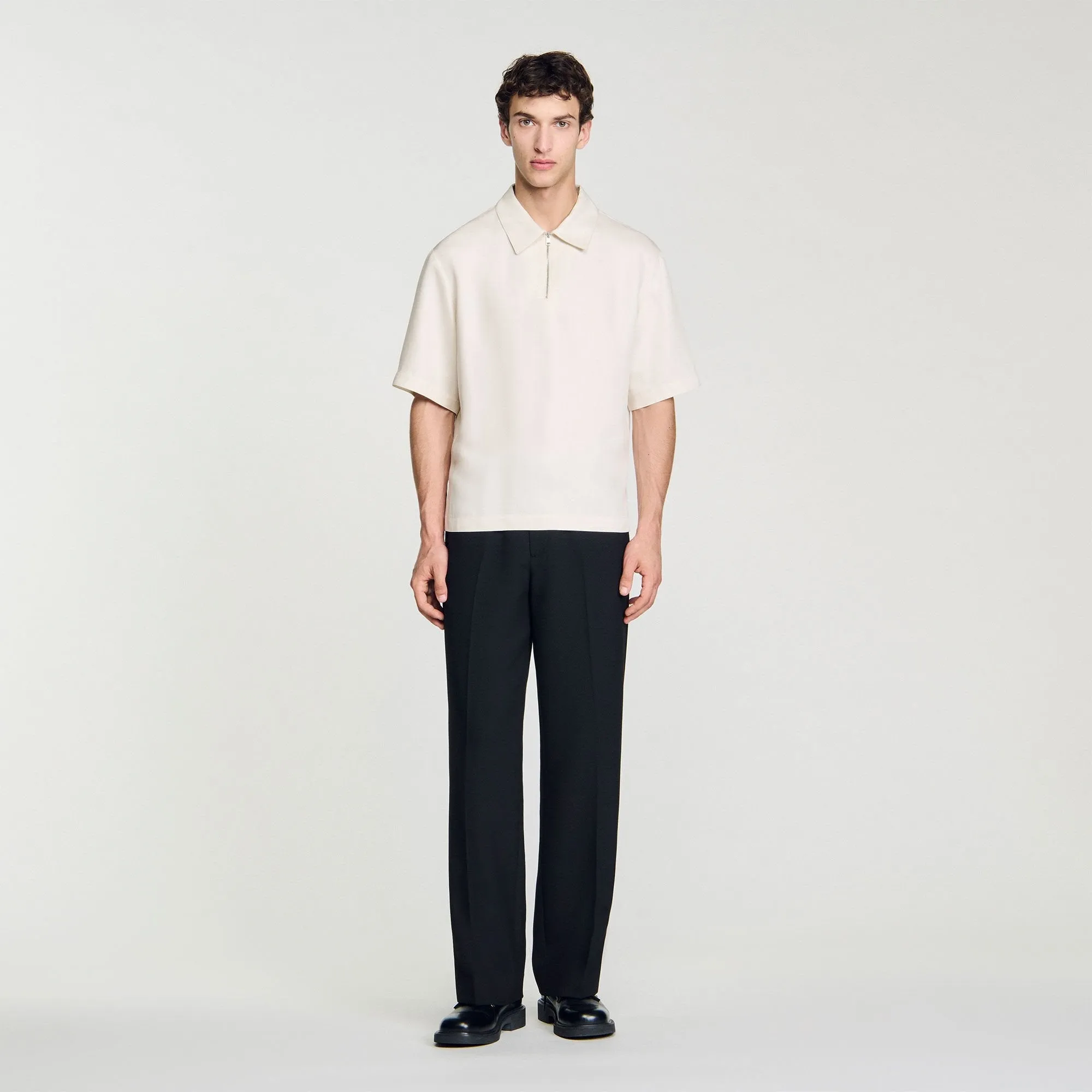 Chemise Polo Zip Loose-Fit Shirt With Zipped Collar Ecru