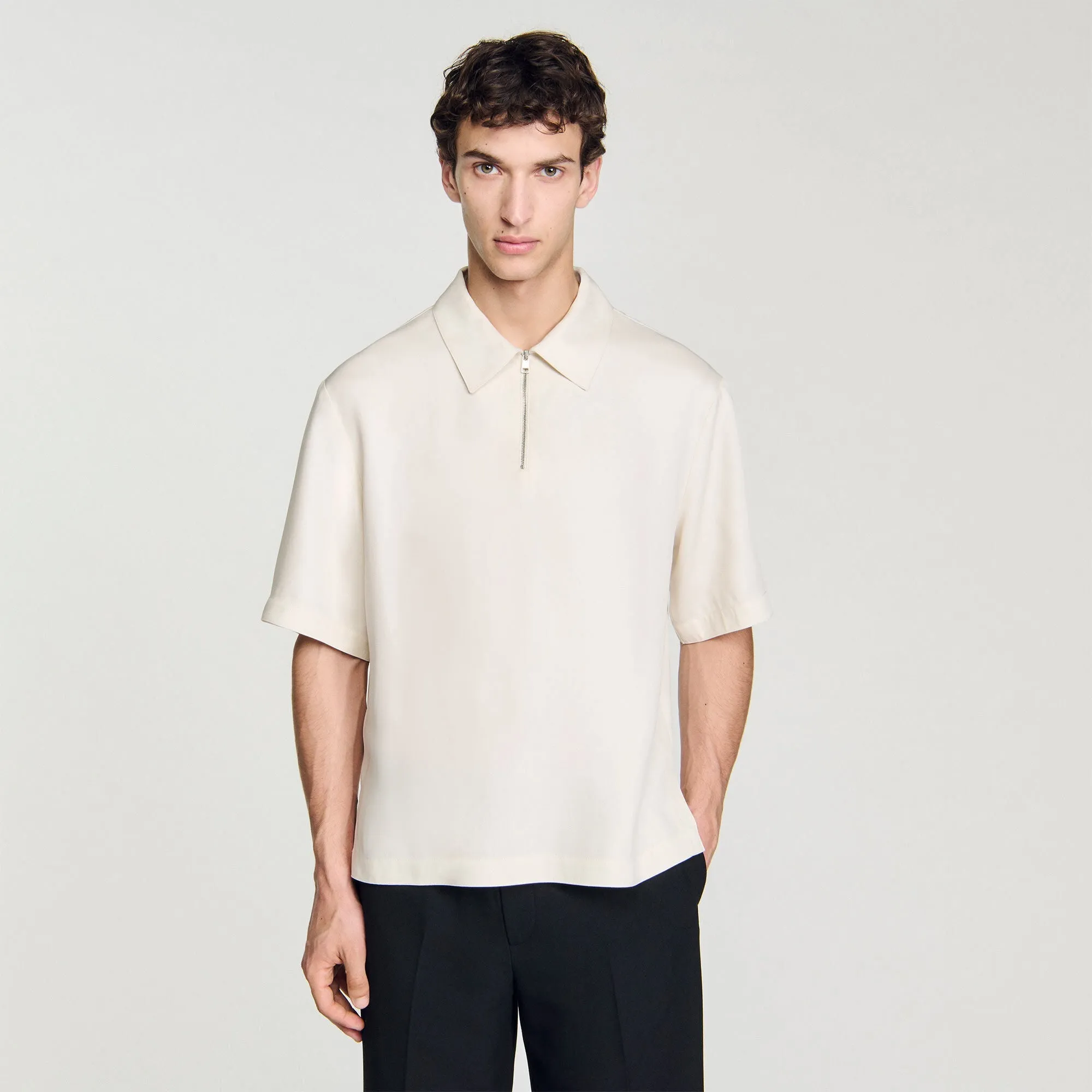 Chemise Polo Zip Loose-Fit Shirt With Zipped Collar Ecru
