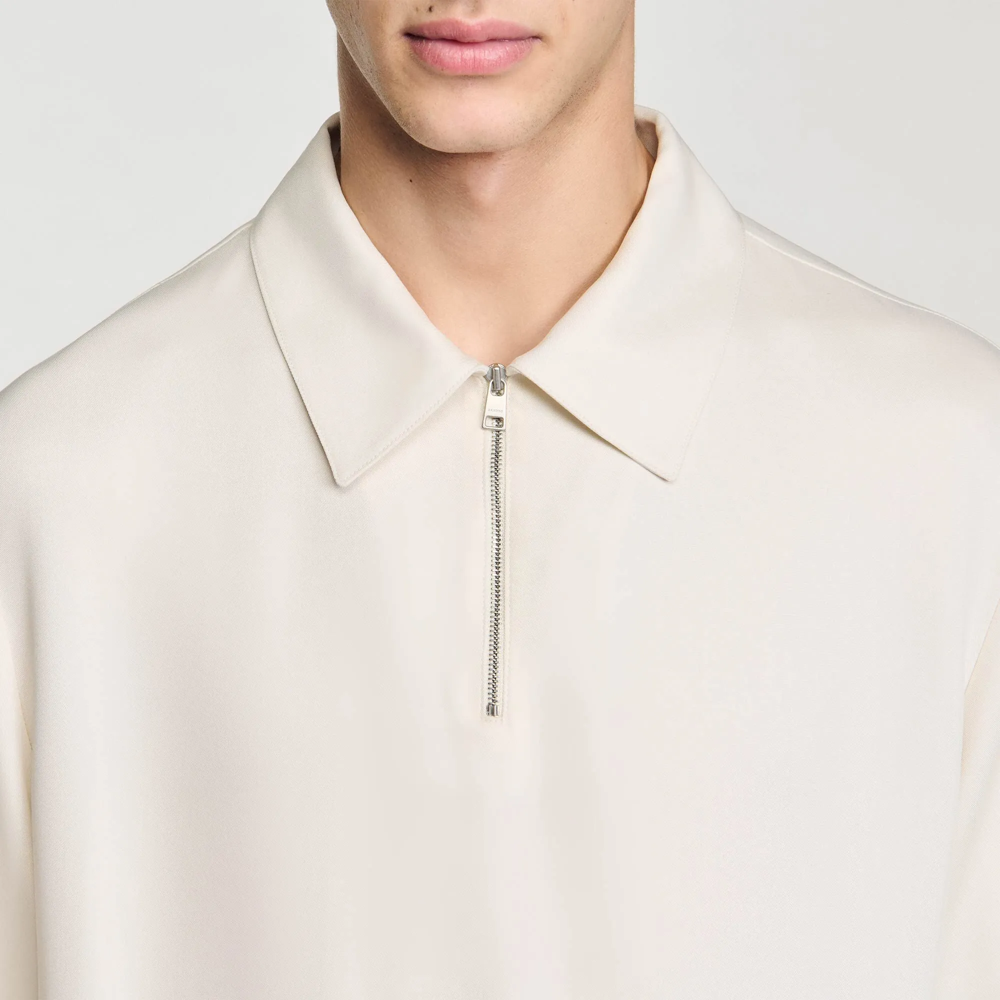 Chemise Polo Zip Loose-Fit Shirt With Zipped Collar Ecru