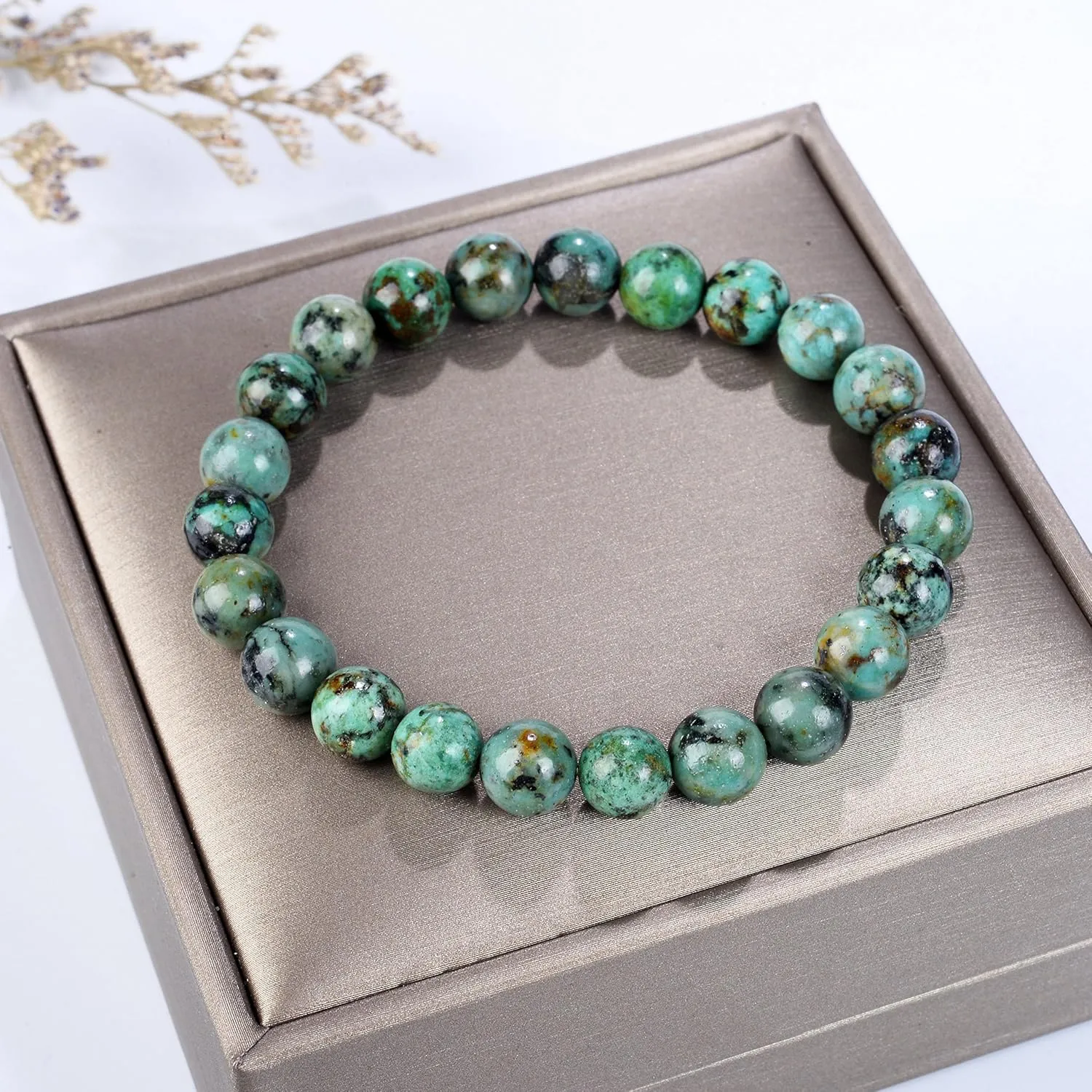 Cherry Tree Collection Gemstone Beaded Stretch Bracelet 8mm Round Beads 7"