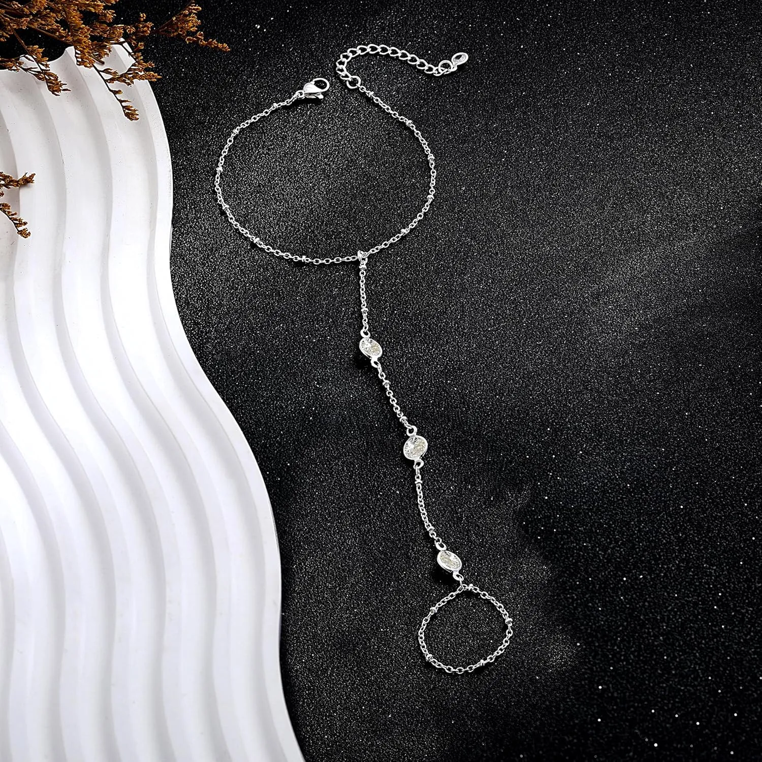 CHESKY Hand Chain Bracelet for Women Trendy, Dainty 14k Gold Plated Ring Bracelets Hand Chain Hypoallergenic Finger Nail Bracelet Gold Hand Jewelry for Women