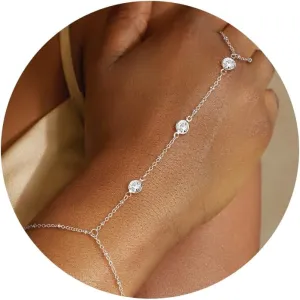 CHESKY Hand Chain Bracelet for Women Trendy, Dainty 14k Gold Plated Ring Bracelets Hand Chain Hypoallergenic Finger Nail Bracelet Gold Hand Jewelry for Women