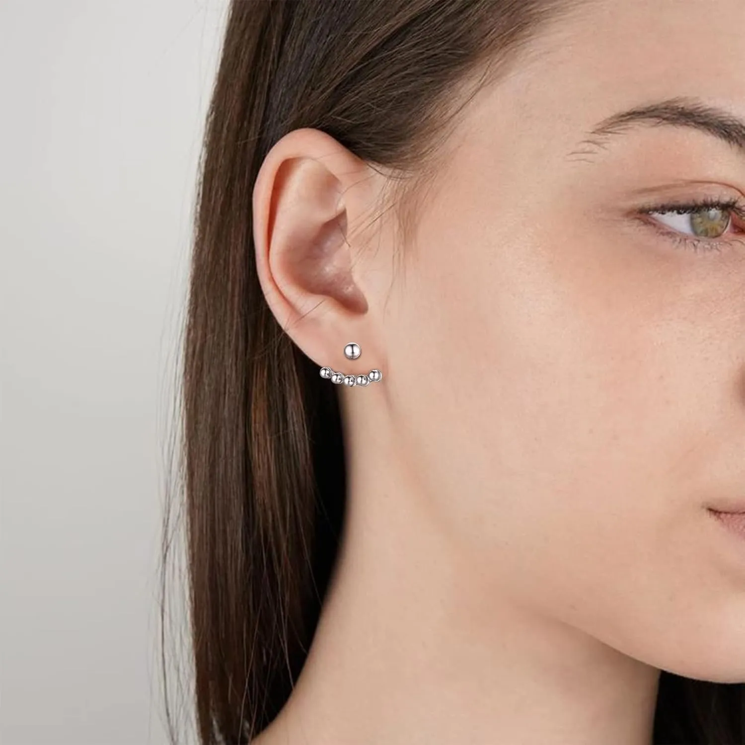 ChicSilver 925 Sterling Silver Ear Jacket Earrings Minimalist Ball Front Back Stud Earrings for Women