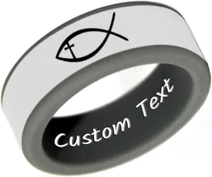 Christian Fish Cross Silicone Rings 8mm Two-Tone Removable Rings Engagement Rubber Rings Bible Verse Quote Faith Inspirational Religious Men Women Rings,Size 8-13