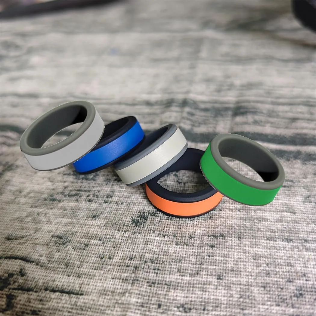 Christian Fish Cross Silicone Rings 8mm Two-Tone Removable Rings Engagement Rubber Rings Bible Verse Quote Faith Inspirational Religious Men Women Rings,Size 8-13