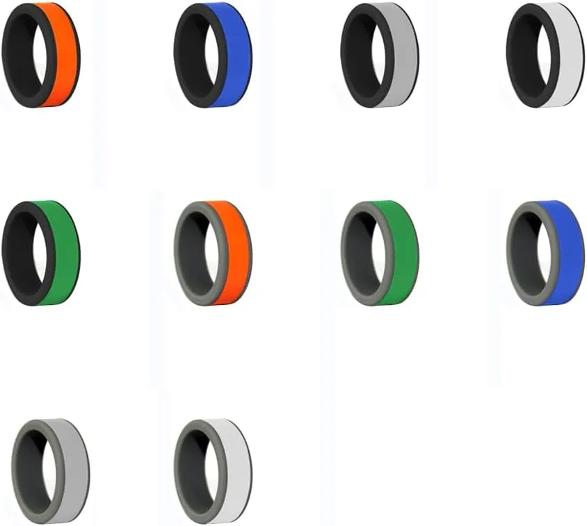 Christian Fish Cross Silicone Rings 8mm Two-Tone Removable Rings Engagement Rubber Rings Bible Verse Quote Faith Inspirational Religious Men Women Rings,Size 8-13
