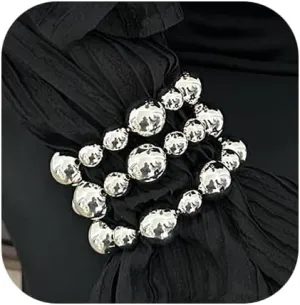 Chunky Gold Bracelets for Women Stackable Bracelets Big Gold Silver Ball Bangle Stretch Beaded Bracelets Jewelry