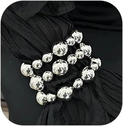 Chunky Gold Bracelets for Women Stackable Bracelets Big Gold Silver Ball Bangle Stretch Beaded Bracelets Jewelry