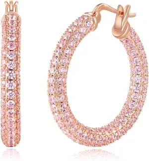 CiNily Hoop Earrings for Women Hypoallergenic, 14K Gold Plated 925 Sterling Silver Lightweight Mult-colors Crystal CZ Chunky Open Hoops Earrings Jewelry Gifts for Sensitive Ears 28mm/1.2"