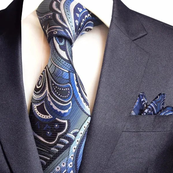 Classy Men Blue Silk Paisley Tie