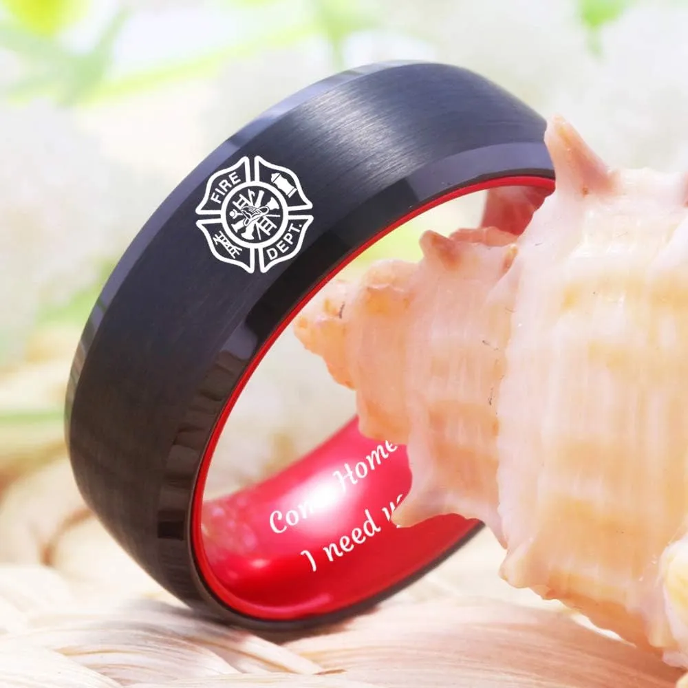 CLOUD DANCER FREE Custom Engraving Blue Tungsten Wedding Bands Bass Ring Fishing Ring Fish Hooks Ring Hunting Ring