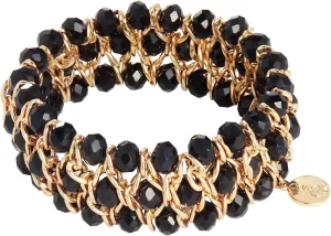 Coiris Glass Bead Crystal Wrap Bangle Bracelet with Alloy Elastic Cord Gifts for Women