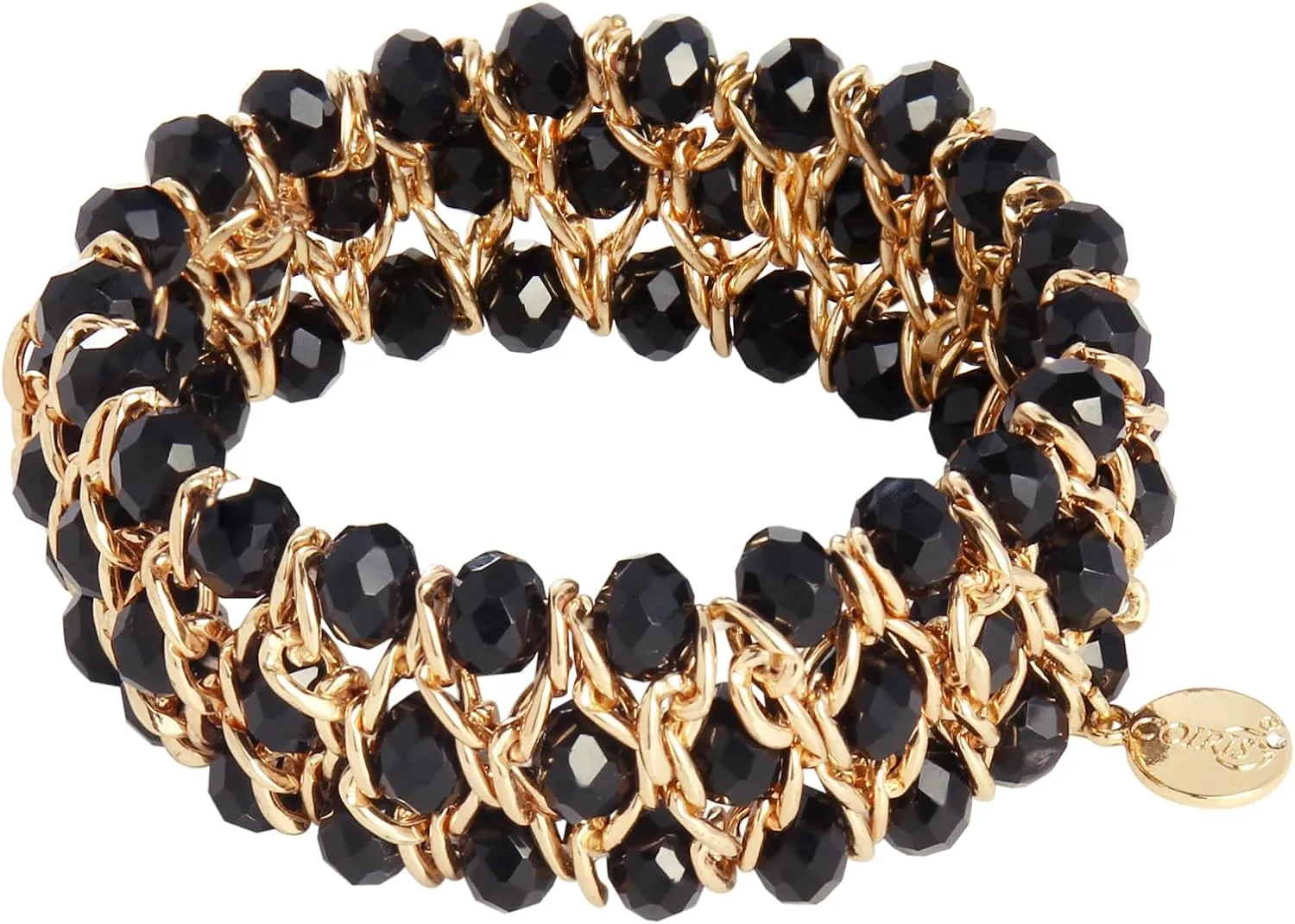 Coiris Glass Bead Crystal Wrap Bangle Bracelet with Alloy Elastic Cord Gifts for Women