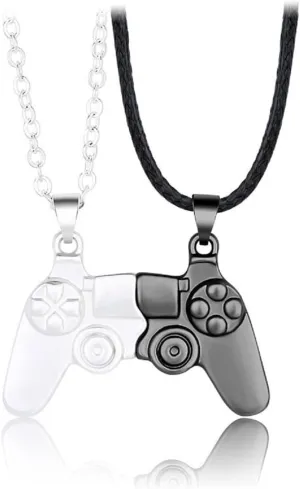 COLORFUL BLING 1 Pair Game Controller Matching Couple Pendant Necklaces Set Game Pad Friendship BFF Best Friends for Him and Her Street Hiphop Jewelry
