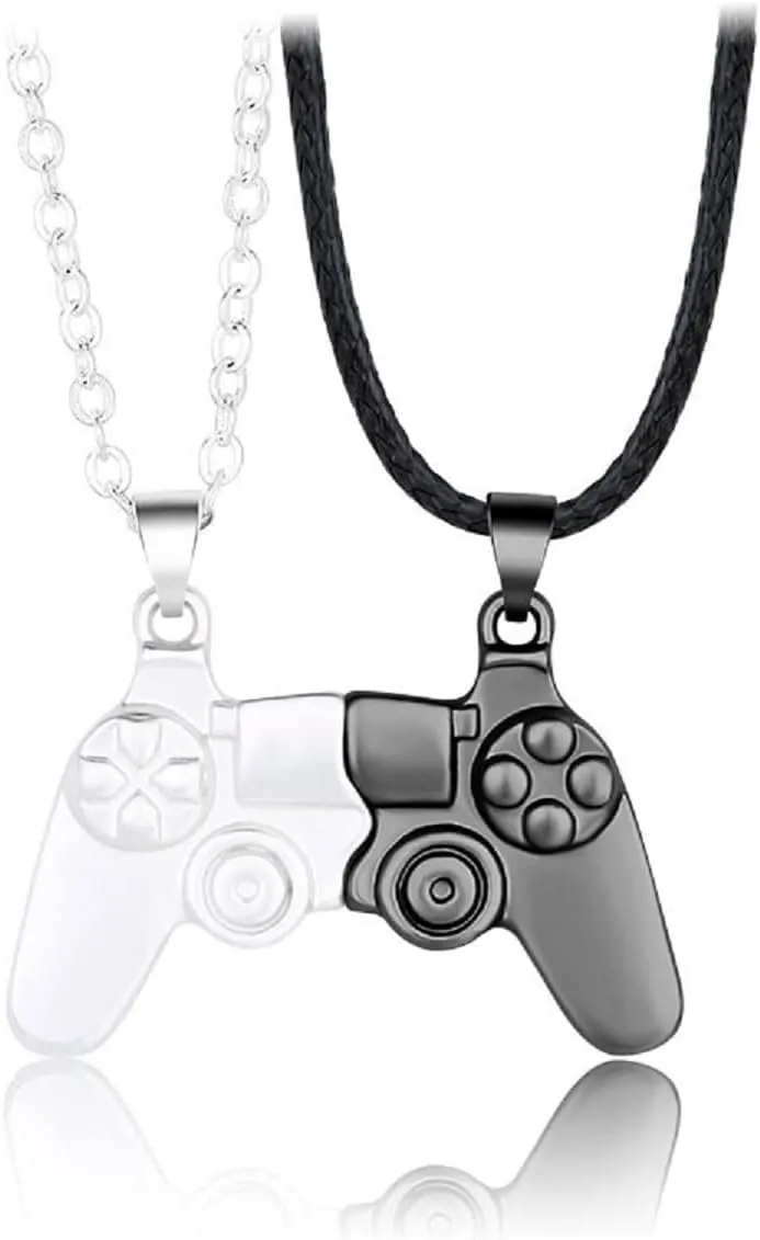COLORFUL BLING 1 Pair Game Controller Matching Couple Pendant Necklaces Set Game Pad Friendship BFF Best Friends for Him and Her Street Hiphop Jewelry