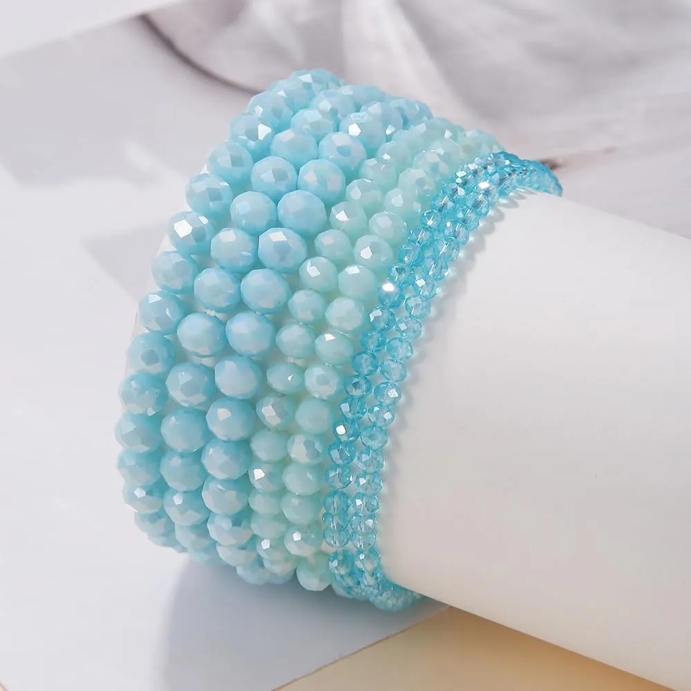 COLORFUL BLING Bohemian Stackable Bead Bracelets Set for Women Layered Multicolor Stretch Beaded Stacking Strand Wrap Bracelets Shiny Crystal Statement Jewelry