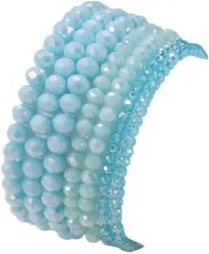 COLORFUL BLING Bohemian Stackable Bead Bracelets Set for Women Layered Multicolor Stretch Beaded Stacking Strand Wrap Bracelets Shiny Crystal Statement Jewelry