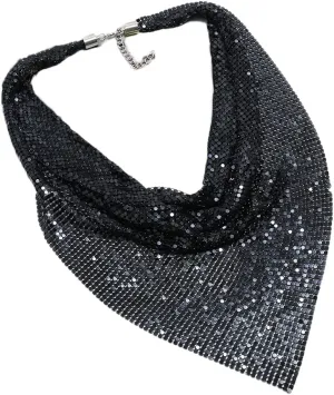 COLORFUL BLING Fashion Sequins Tassel Choker Necklace Chunky Fringe Pyramid Bib Stetement Necklace Thick Collar for Women Costume Jewelry