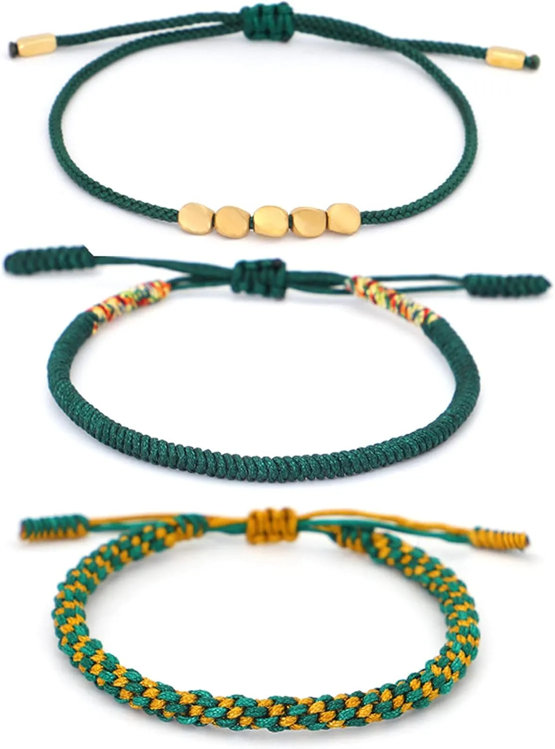 COLORFUL BLING Handmade Weave Tibetan Buddhist Woven Knots Bracelets Mens Womens Lucky Red String Bracelets for Protection Jewelry