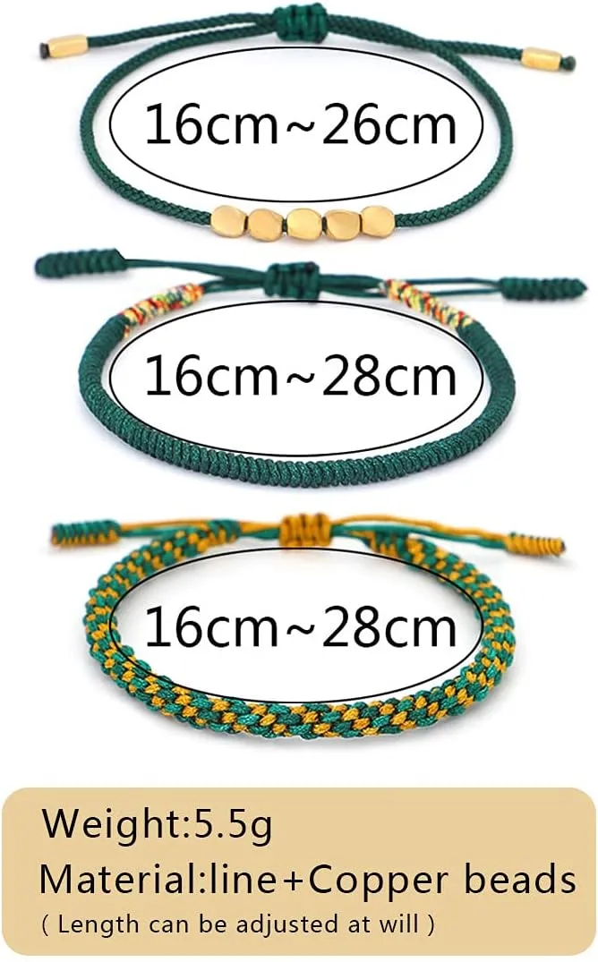 COLORFUL BLING Handmade Weave Tibetan Buddhist Woven Knots Bracelets Mens Womens Lucky Red String Bracelets for Protection Jewelry