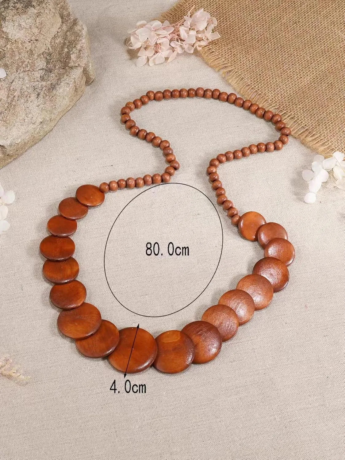 COLORFUL BLING Natural Chunky Wooden Beads Statement Necklace Boho African Tribal Collar Choker Bib Necklace Hippie Vacation Jewelry for Unisex Men Women