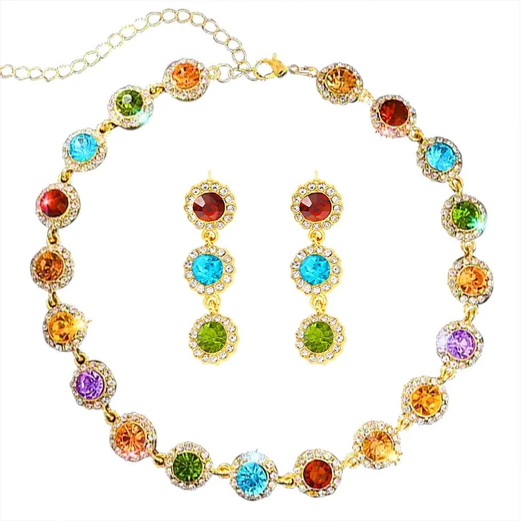 Colorful Crystal Choker Necklace Sparkly Rhinestone Chokers Necklaces Gold Chain Party Prom Neck Jewelry for Women