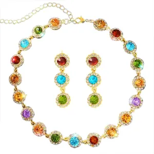 Colorful Crystal Choker Necklace Sparkly Rhinestone Chokers Necklaces Gold Chain Party Prom Neck Jewelry for Women