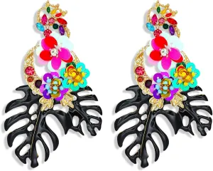 Colorful Leaf Flower Dangling Earring for Women Girls Fashion Statement Boho Drop Earrings