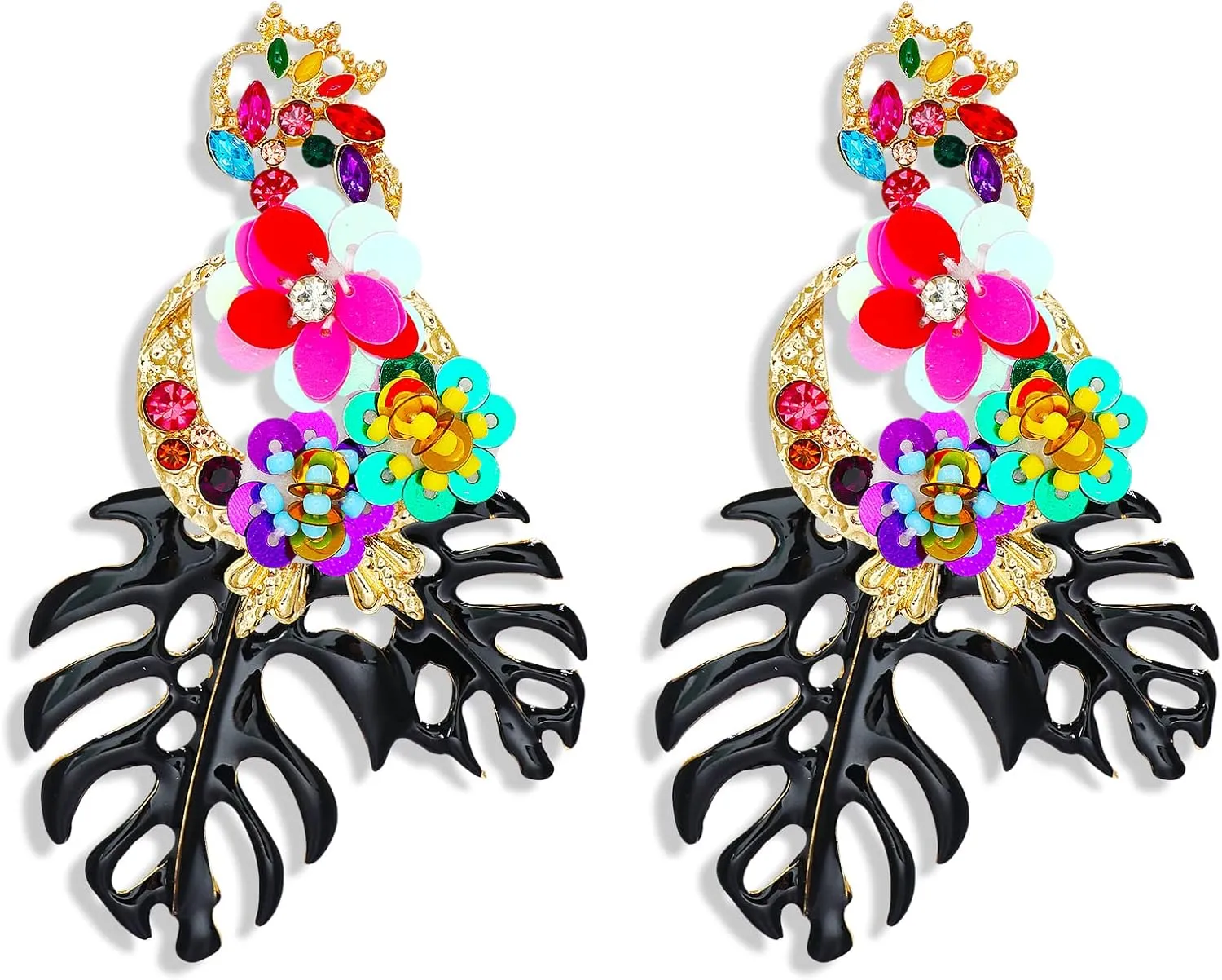Colorful Leaf Flower Dangling Earring for Women Girls Fashion Statement Boho Drop Earrings